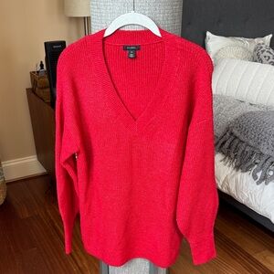 Halogen Red V-Neck Sweater